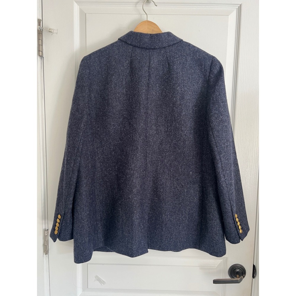 J.Crew Blazer Women Blue Herringbone British Moon Wool Gold Button Old Money 18 - Picture 12 of 13